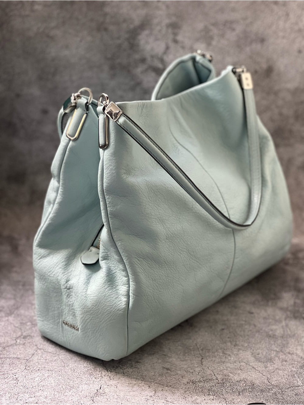 Coach 26224 Madison Phoebe - Light Blue Silver Hardware Leather Shoulder Bag ECU